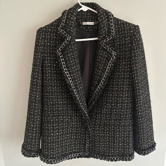 Alice + Olivia Shan Tweed Blazer in a Wool Blend - Picture 6 of 15